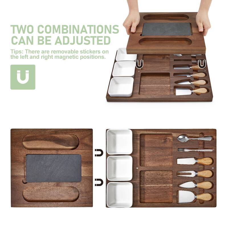 (27.6" X 11") Magnetic Extra Large Cheese Board Set with Charcuterie Boards And Knife set