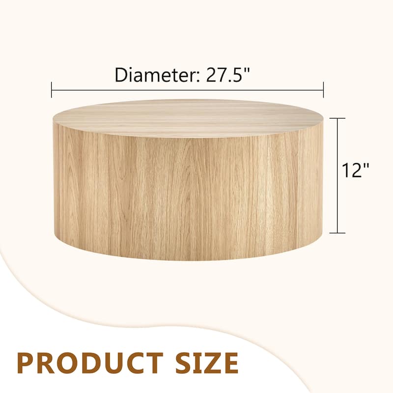Roomfitters Cylindrical MDF Coffee Table with Deep Walnut Finish, 27.5"x12" Modern Minimalist Accent Table