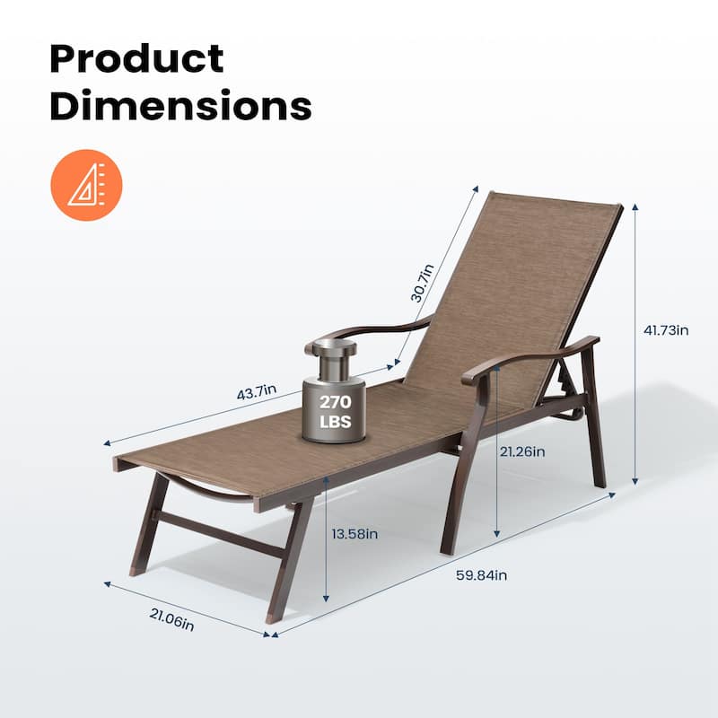 Pellebant 2PCS Patio Aluminum Adjustable Chaise Lounge Chair - N/A
