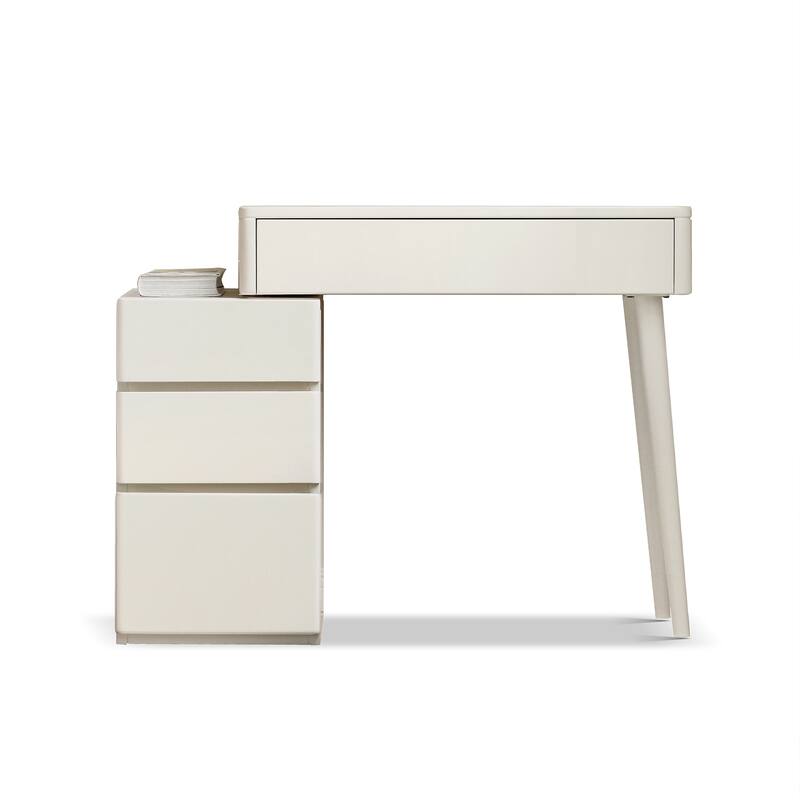 Christopher Knight Home - Claire Solid Wood Vanity Table with Storage Drawers and Matching Stool, Compact 80cm Design - White