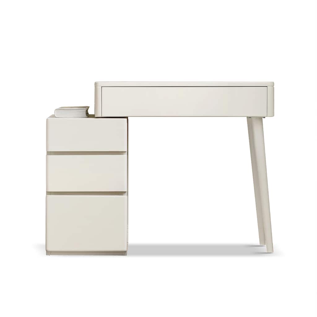 Christopher Knight Home - Claire Solid Wood Vanity Table with Storage Drawers and Matching Stool, Compact 80cm Design