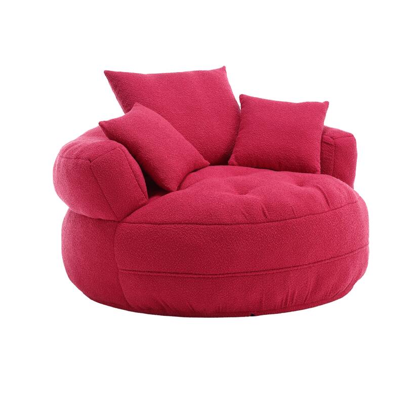 Chenille Sponge Single Sofa, Oversized Round Accent Chair Sleeper Couch Chaise Lounges for Living Room Bedroom Projection Room
