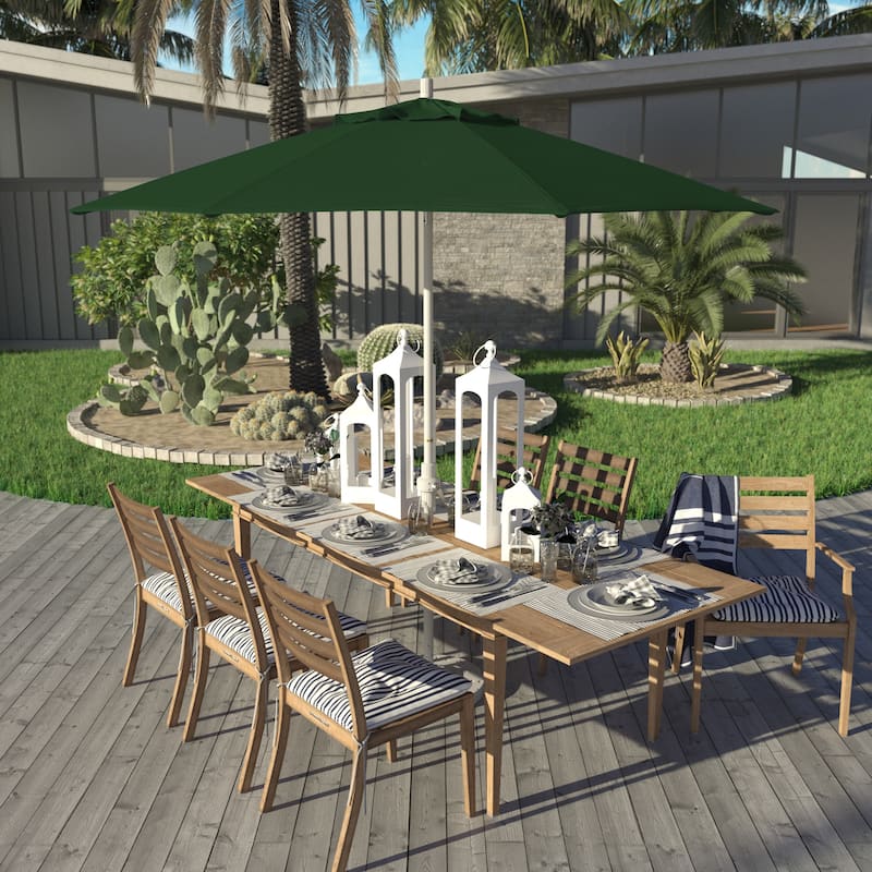California Umbrella 9' Rd Golden State Series Patio Umbrella White Aluminum Frame Crank Lift Collar Tilt Sunbrella - Forest Green