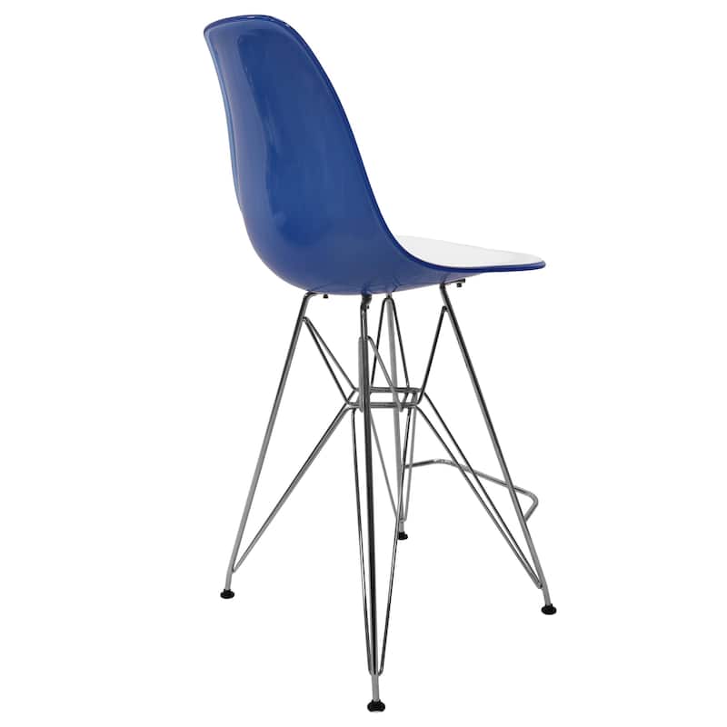 LeisureMod Modern Cresco Acrylic Barstool with Chrome Base and Footrest for Home Bar Restaurant