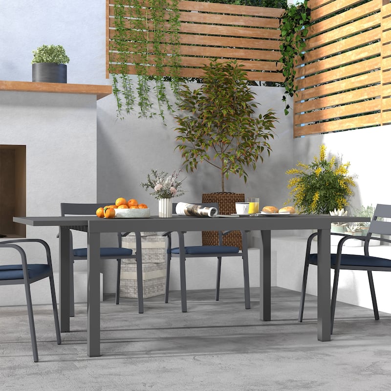 Outdoor 9-piece Aluminum Dining Set Stackable Chairs and Extendable Table