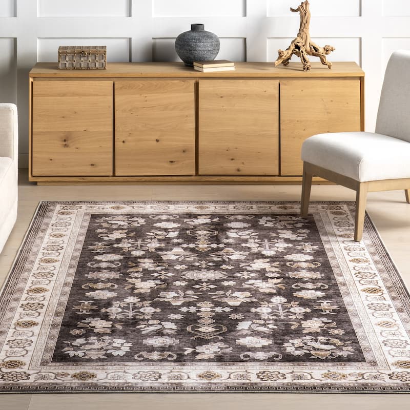 Nuloom Verity SplashGuard Traditional Medallion Machine Washable Area Rug