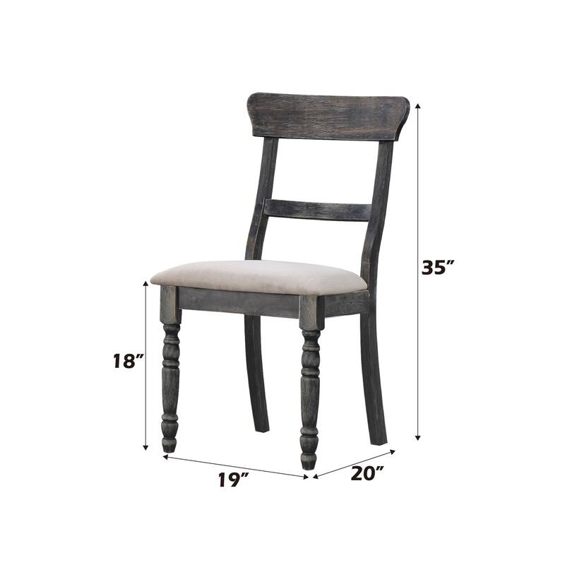 Leventis Light Brown Linen Weathered Gray Finish Side Chair (Set of 2)
