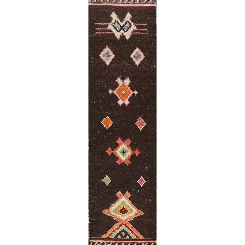 Tribal Geometric Oriental Moroccan Runner Rug Wool Hand-knotted Carpet - 2'0" x 8'10"