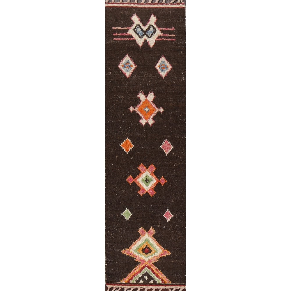 Tribal Geometric Oriental Moroccan Runner Rug Wool Hand-knotted Carpet - 2'0" x 8'10"