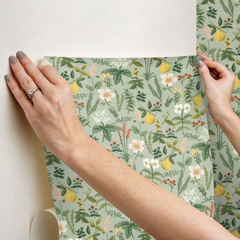 Rifle Paper Co. Herb Garden Sage Botanical Premium Peel + Stick Wallpaper
