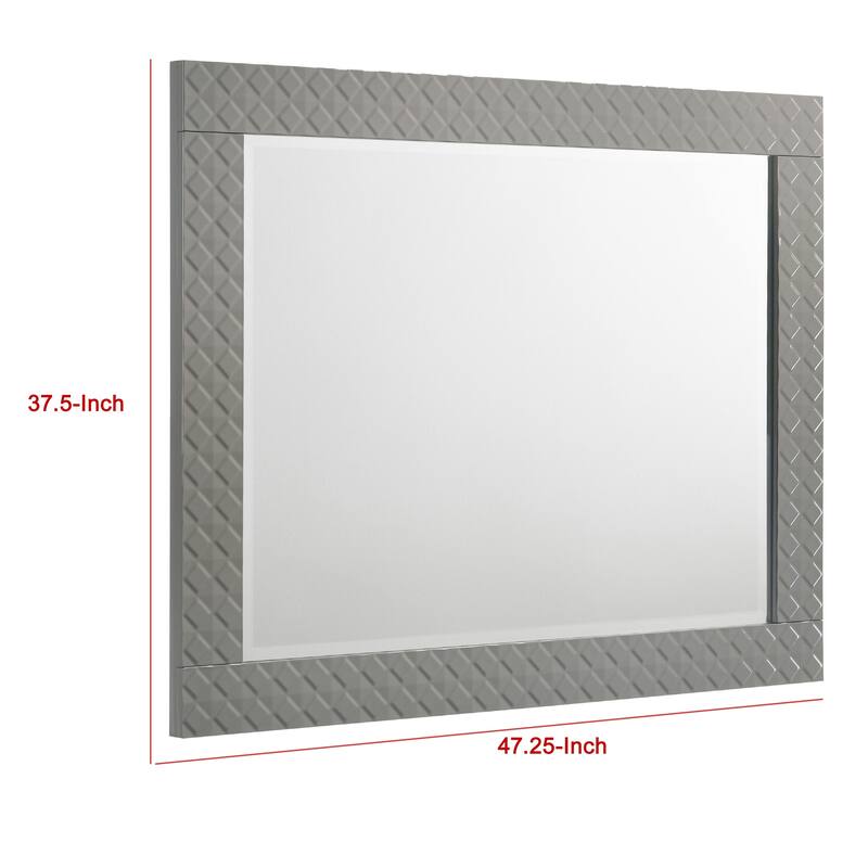 Ivon Dresser Mirror, Gray High Gloss Finish, Rectangular 37 Inch