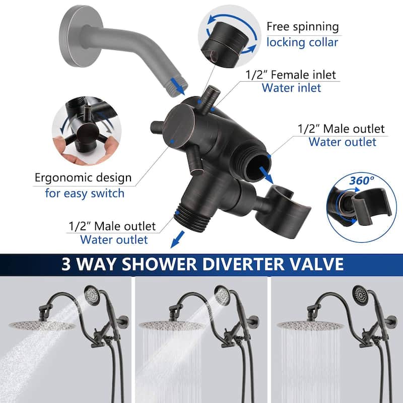 Bathlet 10" Rainfall Shower Head And 16" Adjustable Extension Arm Combo