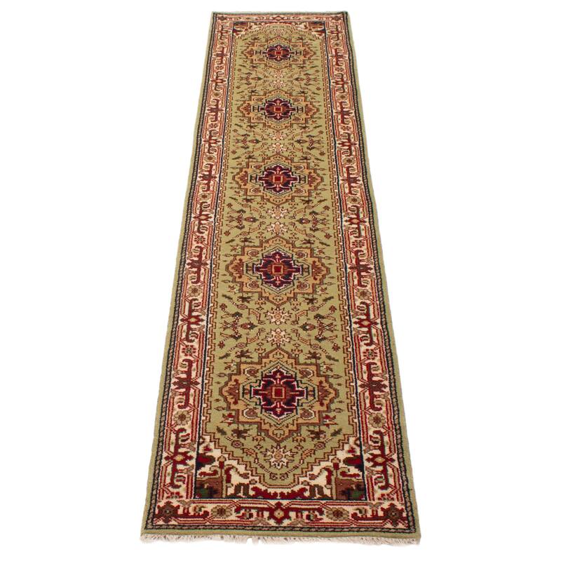 ECARPETGALLERY Hand-knotted Serapi Heritage Olive Wool Rug - 2'7 x 11'10