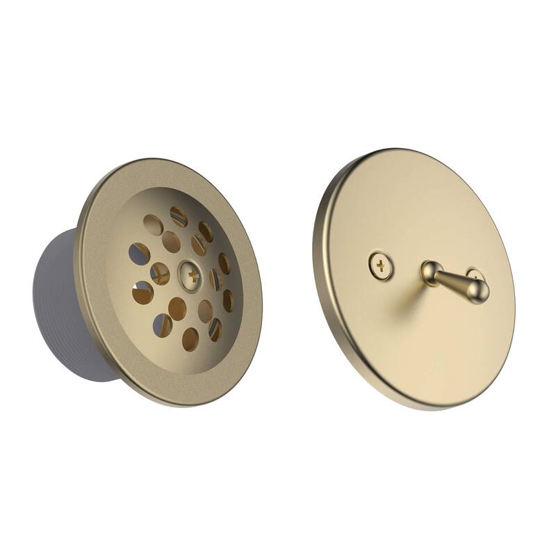 Fine Fixtures Bathtub Shower Drain - 20 Gauge Tubing, Trip Lever Overflow Assembly Tub Drain Kit - Satin Brass