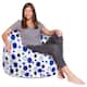 Kids Bean Bag Chair, Big Comfy Chair - Machine Washable Cover - 48 Inch Extra Large - Canvas Bubbles Blue and White