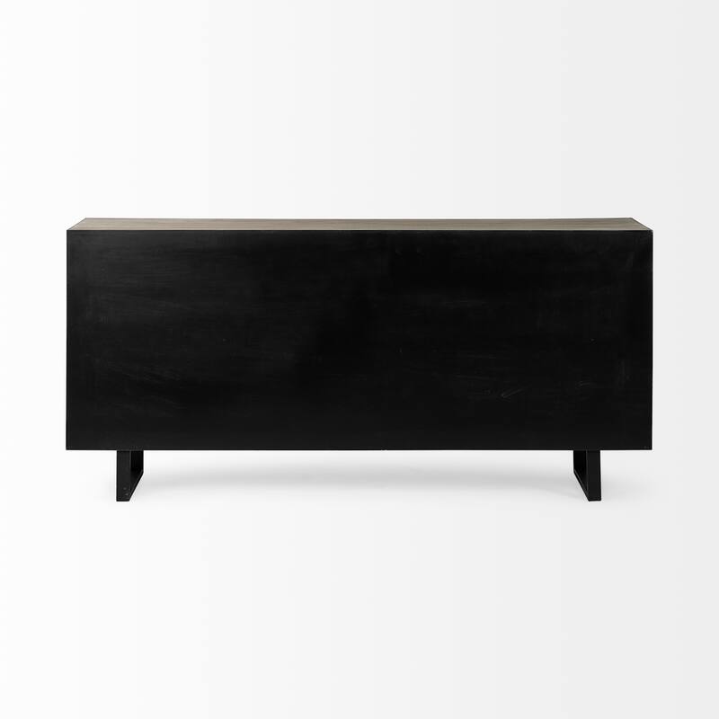 Bellefontaine II Brown Fir Veneer Frame w/ Fabric Covered Cabinet Doors Sideboard - 68.0L x 15.5W x 31.5H