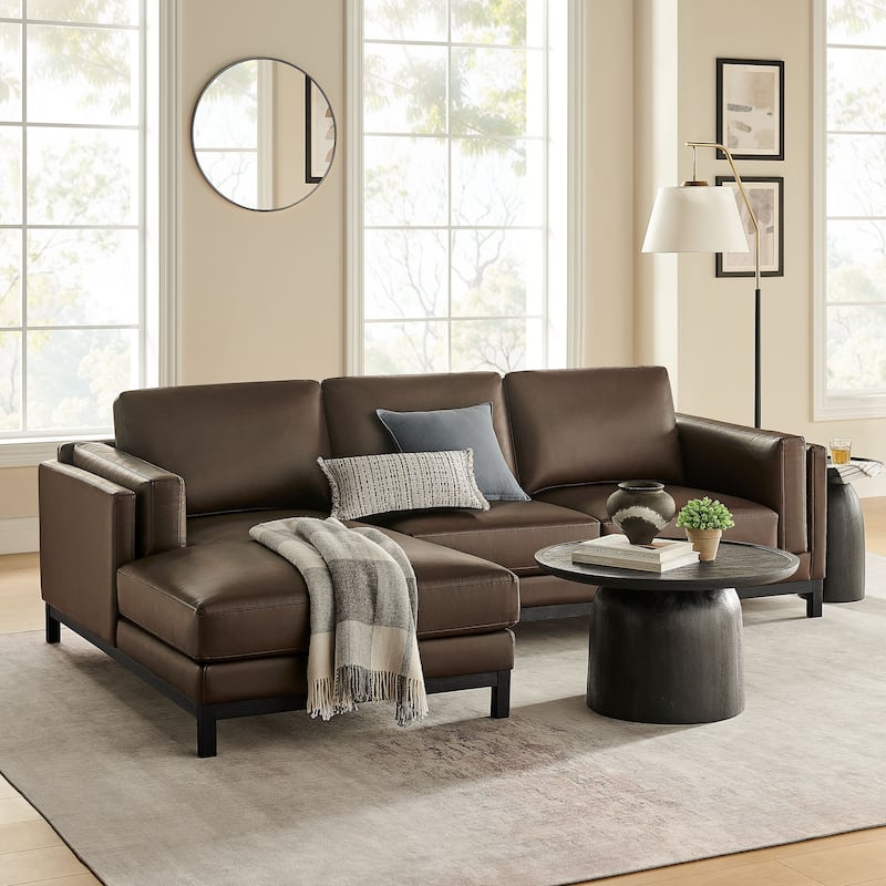 Roscoe Left-Facing Upholstered Sectional Sofa with Chaise - Espresso