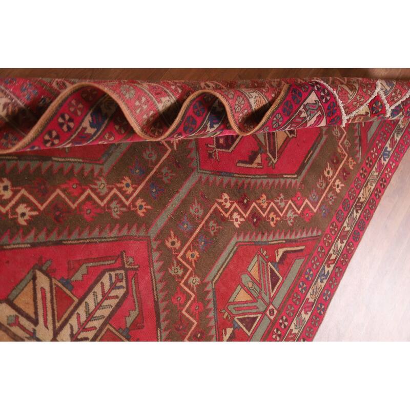 Meshkin Persian Vintage Area Rug Handmade Wool Carpet - 4'8" x 10'6"