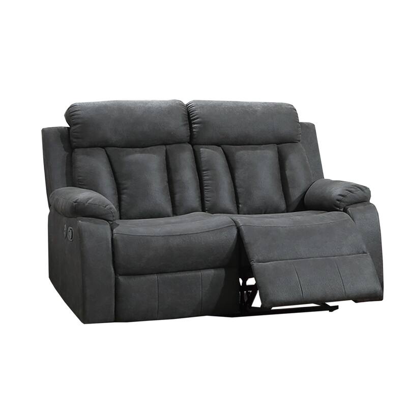 Gel Leatherette Manual Motion Reclining Loveseat with USB Port in Charcoal - Charcoal