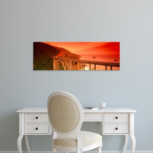 Easy Art Prints Panoramic Images's 'View of an arch bridge, Bixby Bridge, Big Sur, California' Premium Canvas Art
