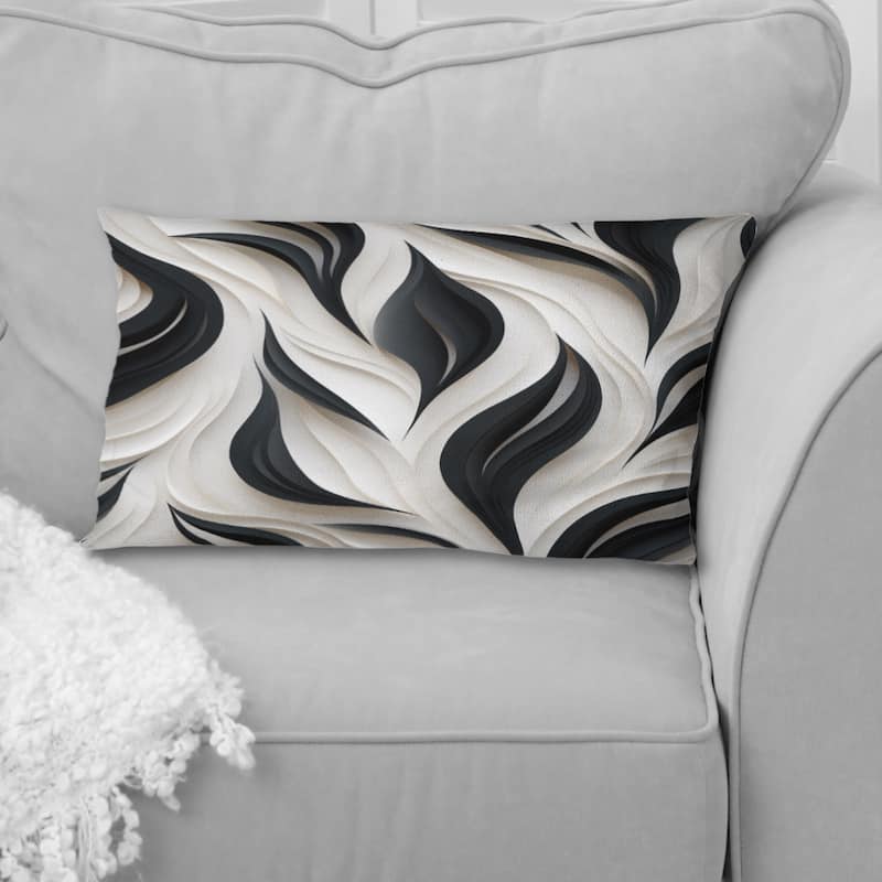 Designart "White And Black Minimalist Elegance I" Striped Printed Throw Pillow - 12 x 20