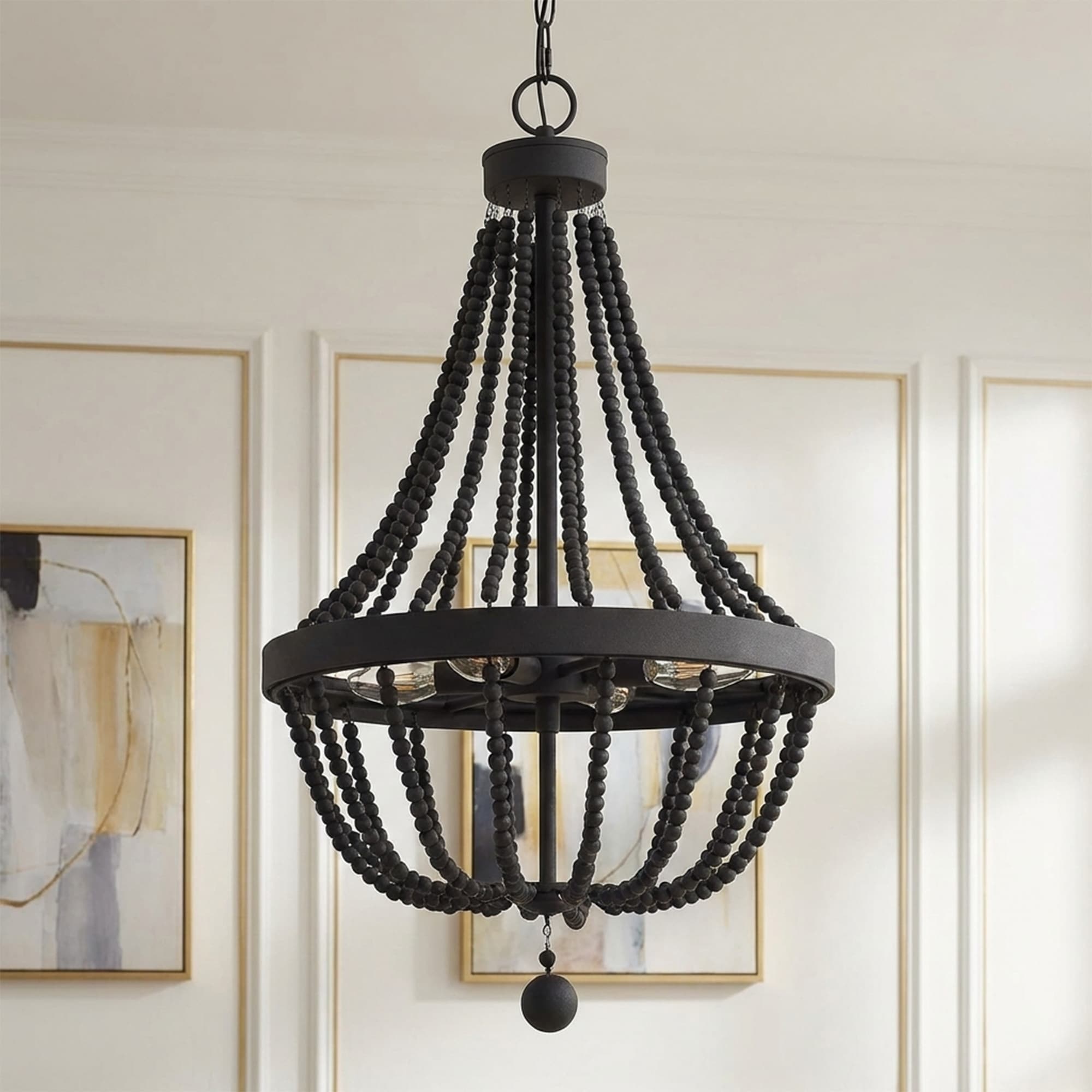 Acroma 4-light Farmhouse Boho beaded chandelier