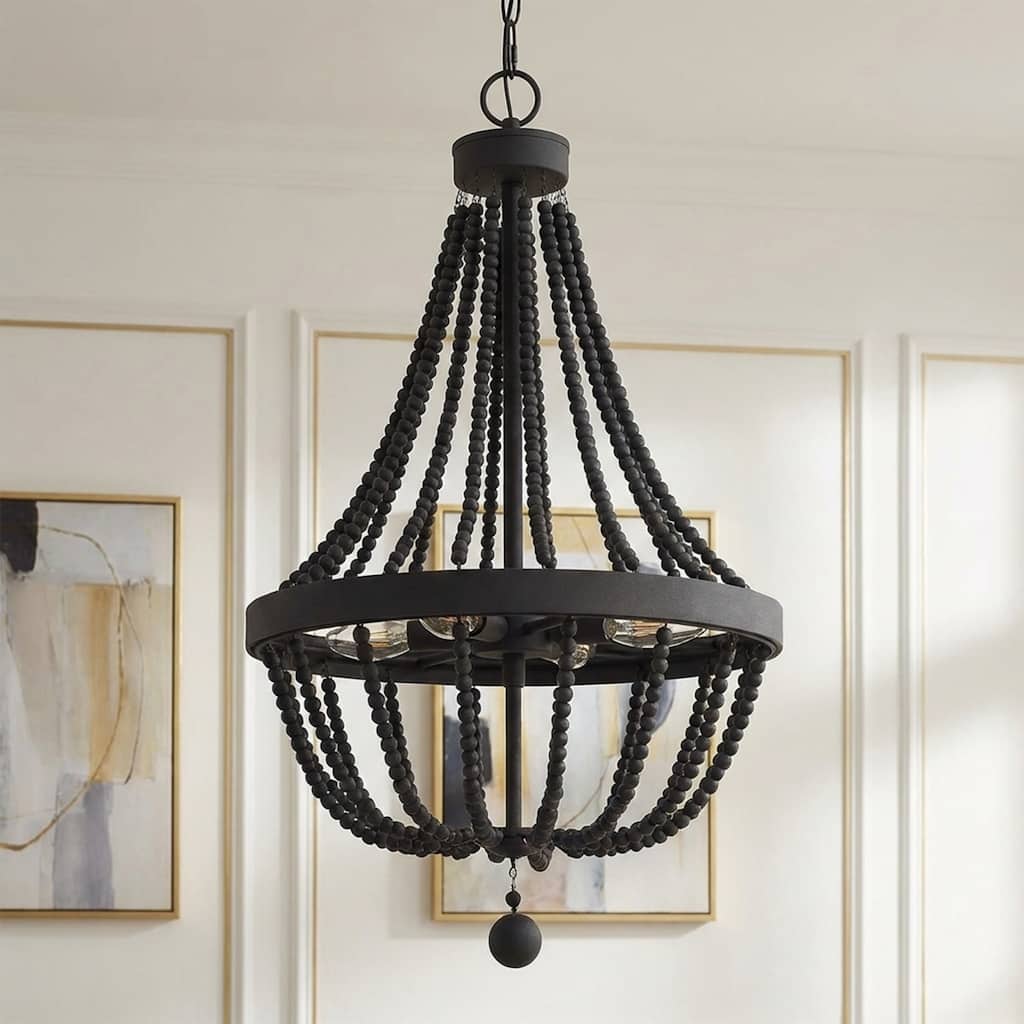 Acroma 4-light Farmhouse Boho beaded chandelier