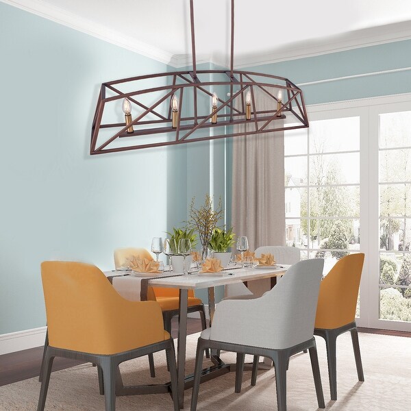 Modern Farmhouse 5-Light Candle Rectangle Linear Kitchen ...