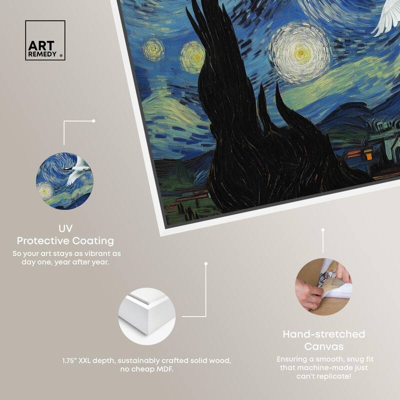 Crane Starry Night Canvas by Art Remedy