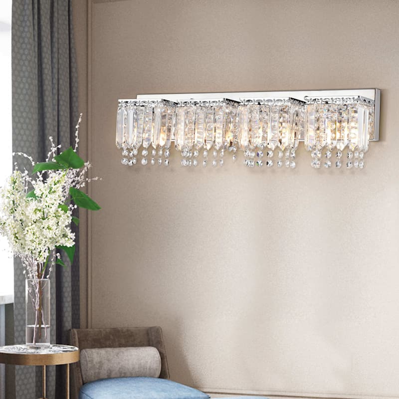 Evelyn 4-light Chrome Finish Crystal Strand Wall Sconce