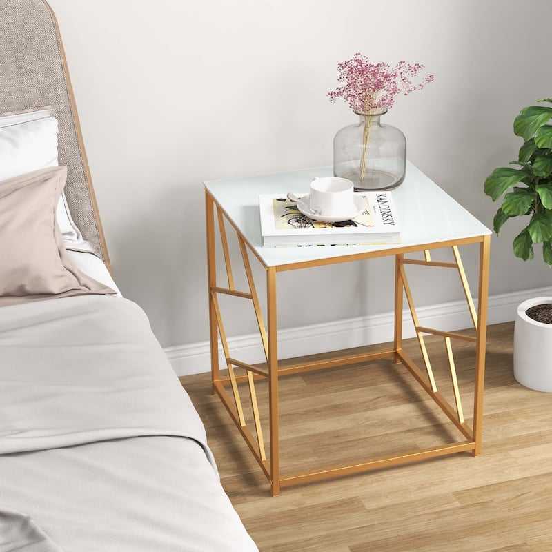 Costway 19.5'' Side Table Square Bedside Sofa Accent Coffee Table with