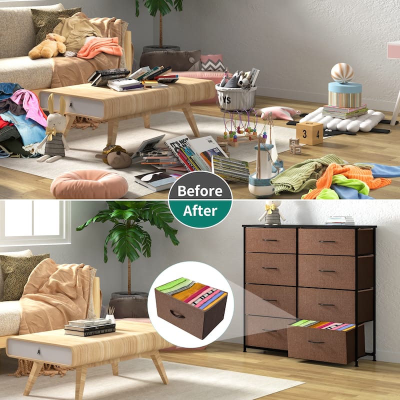 Modern Wide Dresser Storage Tower with 8 Drawers