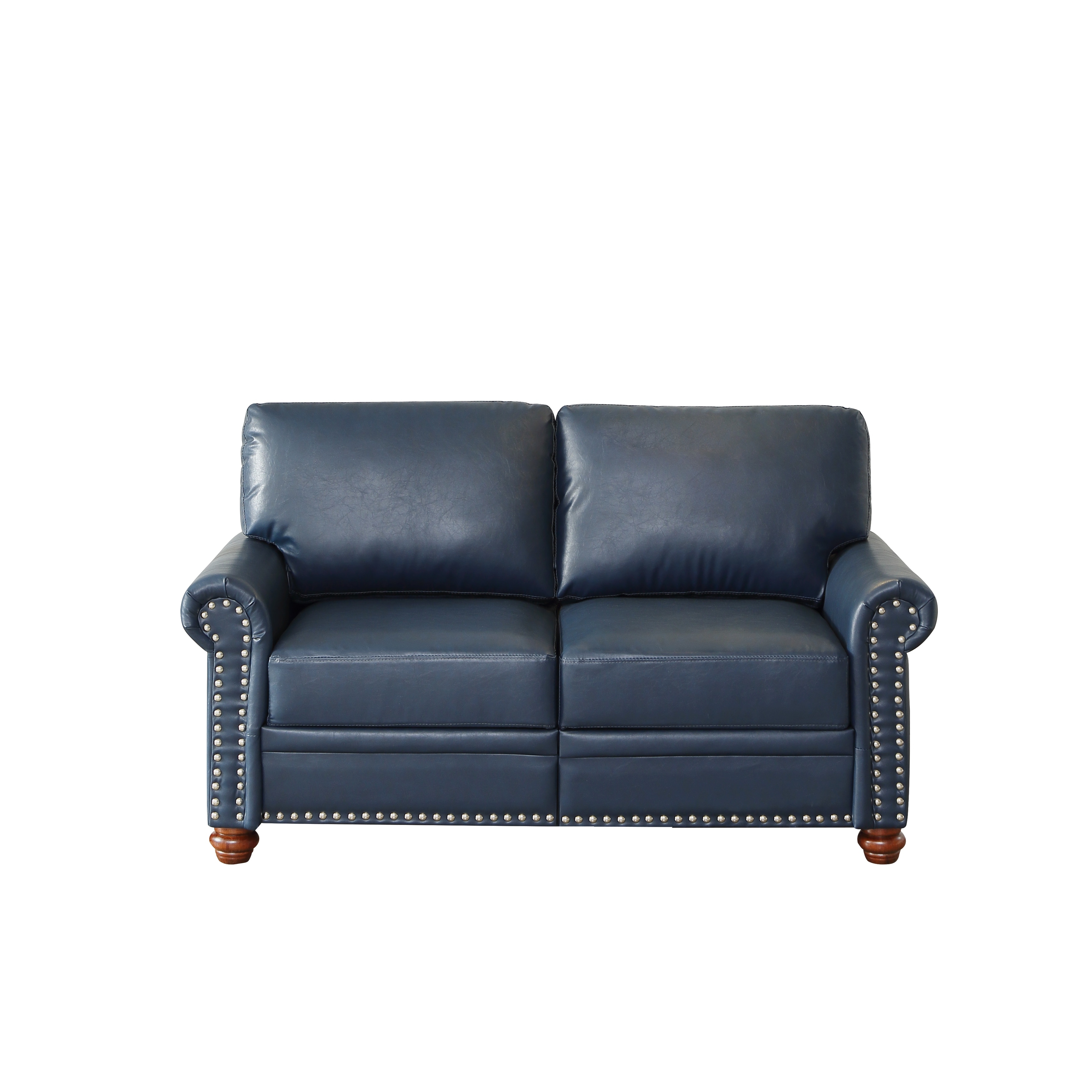 Blue faux clearance leather loveseat