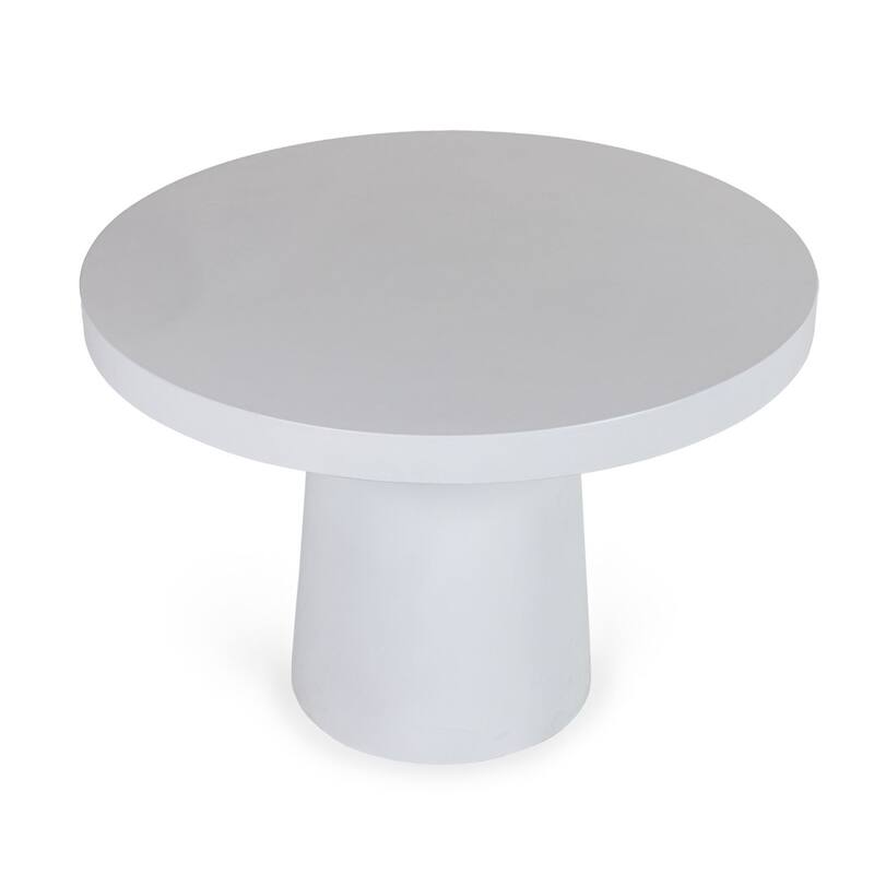 Cid Deso Dining Table, White Concrete Tapered Base, Round 43 Inch Top