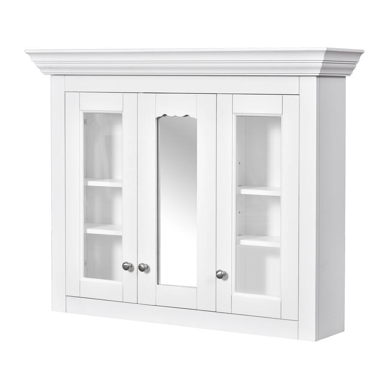 GDFStudio - Belfair Modern 2-in-1 Wall-Mounted Bathroom Medicine Cabinet with Mirror and 5 Closed & Adjustable Shelves - 35.03"W