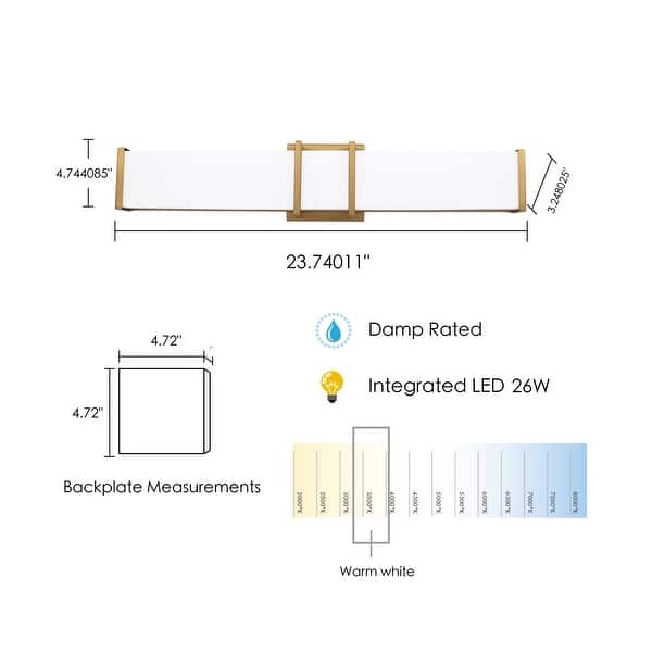 Eglo Tomero LED Vanity Light w/ Brushed Gold Finish and Acrylic Shade