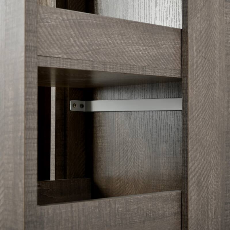 Roomfitters Traditional Buffet with Hutch, 52.8" Freestanding Kitchen Pantry Cabinet with Pull-Out Side Cabinet and Storage