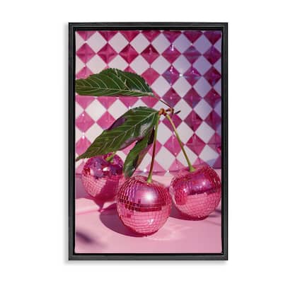 Stupell Groovy Cherry Disco Balls Framed Floater Canvas Wall Art Design By LSR Design Studio