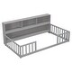 preview thumbnail 16 of 35, Floor Bed for Kids with Safety Guardrails & Bedside Bookcase, Wood Montessori Bed Frame with Shelves for Girls & Boys