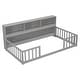 preview thumbnail 25 of 35, Toddler Floor Storage Bed with Bedside Bookcase, Shelves, Fence Guardrails, No Door, No Slats for Boys Girls Children's Room
