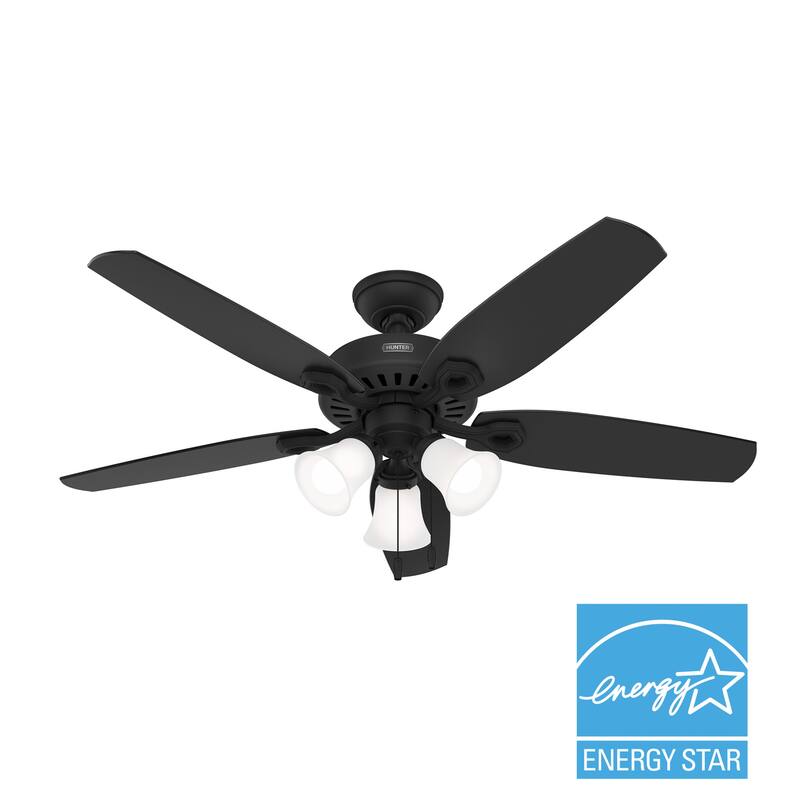 Hunter 52" Builder Ceiling Fan with LED Light Kit and Pull Chain - DC Motor - Casual, Traditional - ENERGY STAR