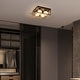 preview thumbnail 5 of 11, Modern Black Gold 4-Light Square Frosted Glass Flush Mount Ceiling Lights for Kitchen - 14" L x 14" W x 6.5" H