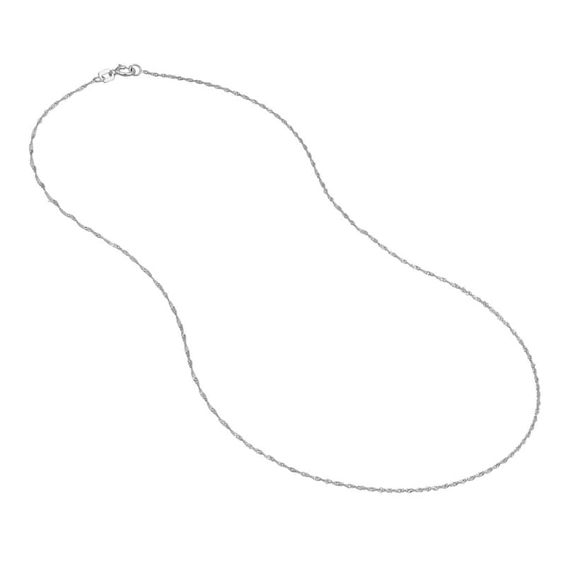 Curata 14k White Gold 1mm Singapore Chain Necklace (Spring Ring)