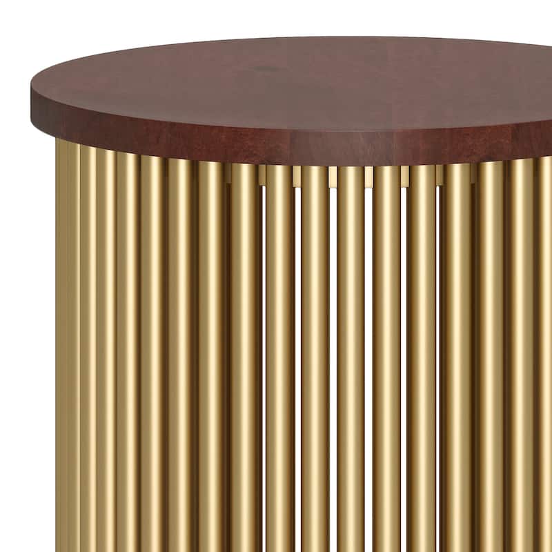 WYNDENHALL Karl 18 inch Wide Solid Mango & Metal Industrial Accent Table - 18 W x 18 D x 21 H