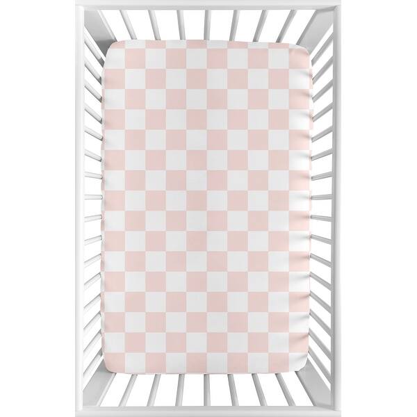 slide 2 of 6, Sweet Jojo Designs Pink Gingham Checkered Plaid Girl Fitted Mini Portable Crib Sheet - Vintage, Classic, Checkerboard, Geometric
