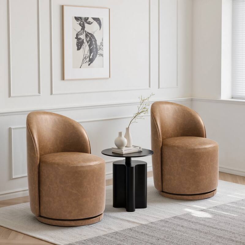 UIXE 2 Set Modern Upholstered Swivel Armless Side Dining Chairs