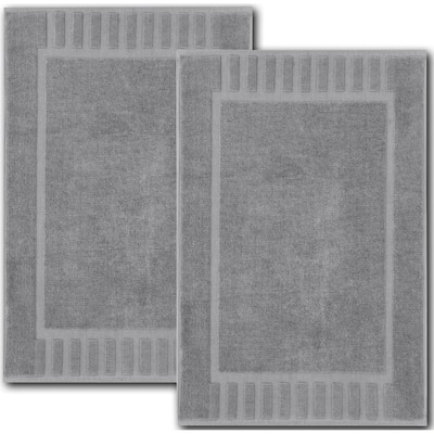 White Classic Luxury Cotton Bath Mat 22x34 Set of 2