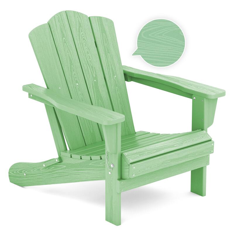 Plastic Folding Outdoor Patio Adirondack Chair With Slat Seat - Light Green