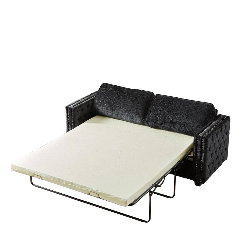 Convertible Couch with Pull-Out Sleeper Sofa Bed, Sturdy Frame, and Memory Foam Mattress