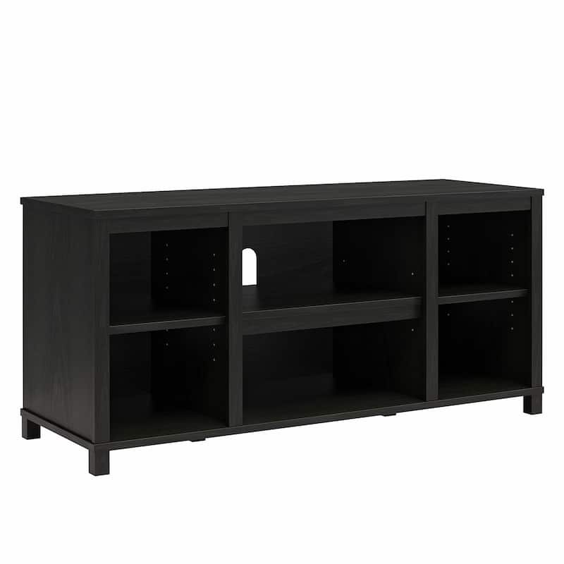 Anmytek Black Media Console TV Stand for up to 50 Inch TV, Open Shelf Entertainment Center